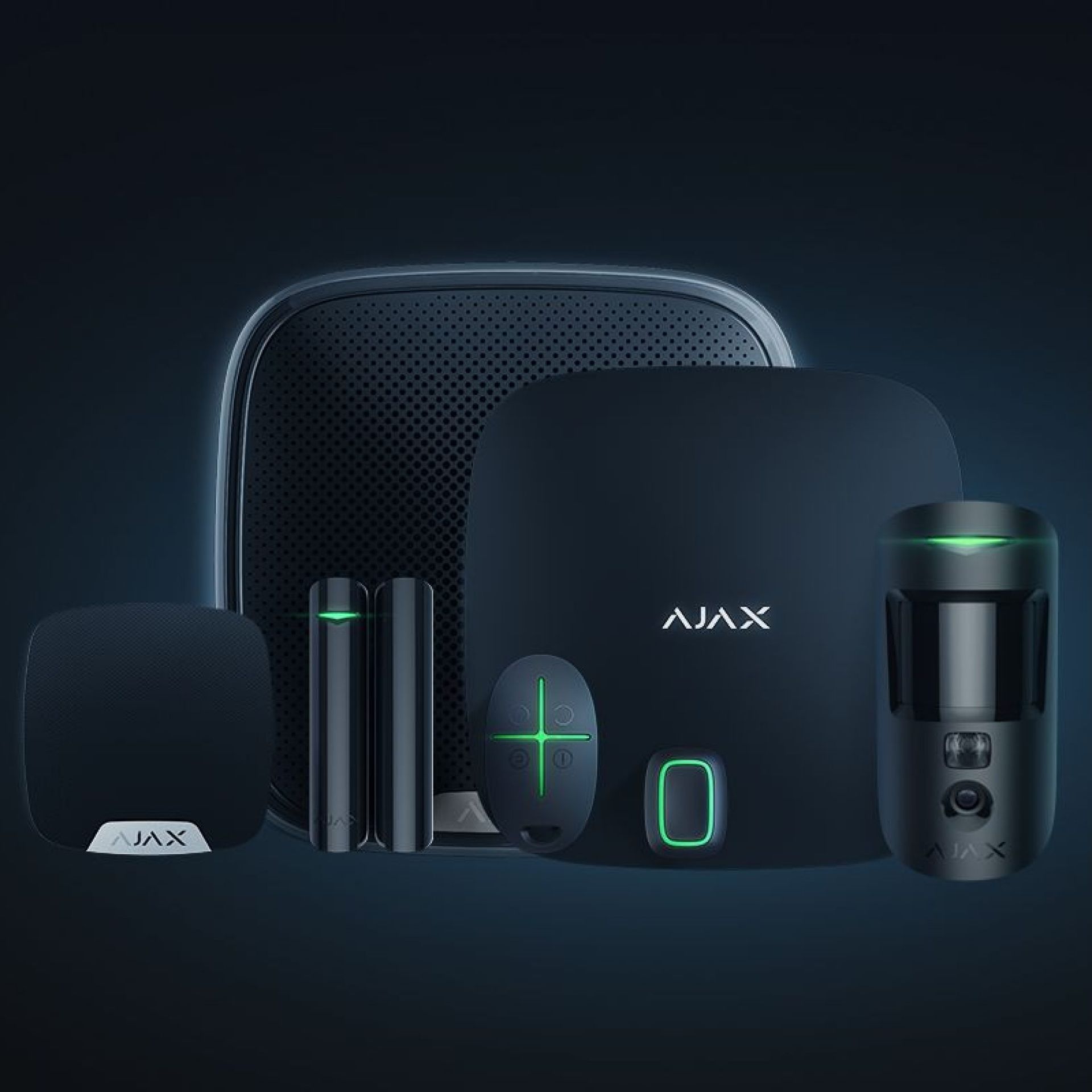 Équipements de sécurité Ajax avec centrale d’alarme et capteurs connectés