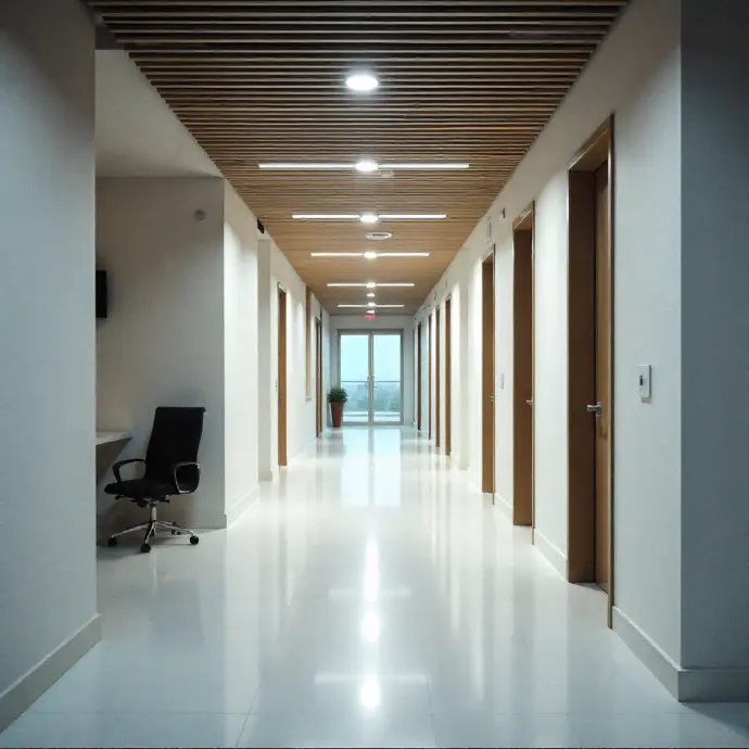 Couloir de bureaux professionnels sécurisé avec système d’alarme connectée